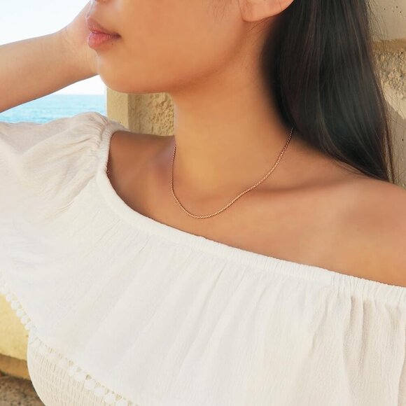 14kt Rose Gold Plated Sterling Silver 1.3mm Diamond-Cut Rope Chain Necklace Soli - Picture 2 of 6